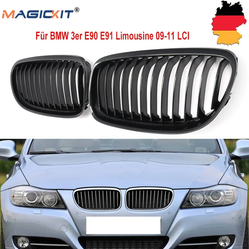 MagicKit 1 пара карбоновых волокон Передняя почковая Спортивная решетка для BMW E90/E91