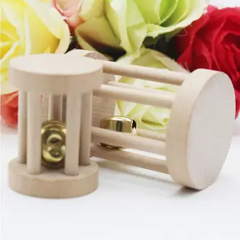 

Natural Wood Pet Chew Toys Mini Hamsters Exercise Bell Roller Dumbells Teeth Care Molar Toy For Pet Rabbits Rat
