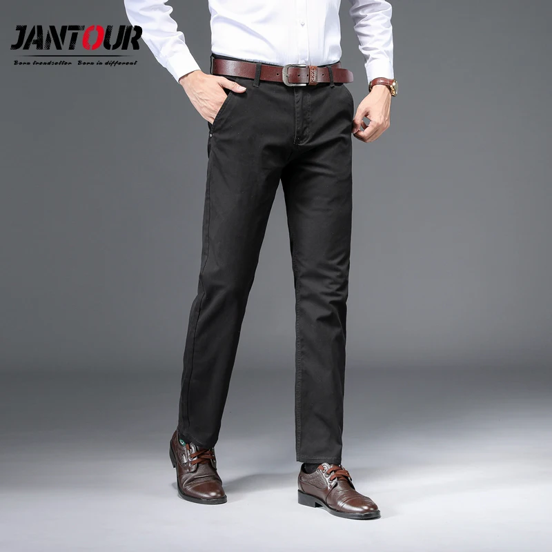 

3 Color Brand Autumn Winter New Fashion 2020 Straight Men Casual Pants 97% Cotton Man Trousers Plus Size 28-38 40