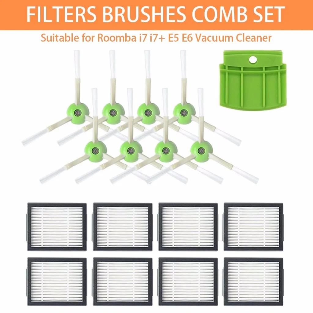 

Accessories Replacement Side Brush&Hepa Filters&Bristle Brush for iRobot Roomba i7 i7+/i7 Plus E5 E6 E7 Vacuum Cleaner