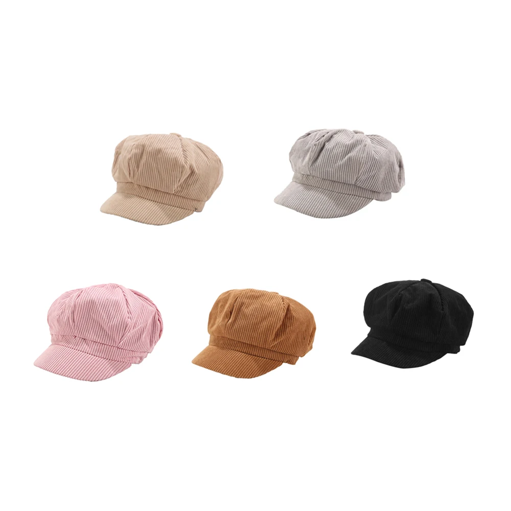 Autumn winter men women fashion personality wild dome sweet lovely casual holiday solid color corduroy newsboy hat warmly