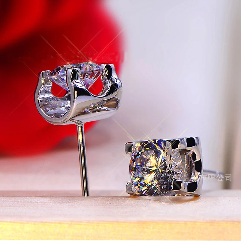 Бренд Keisha Lena Классический круглый вырез общая 1.00ct серьги серебристого цвета