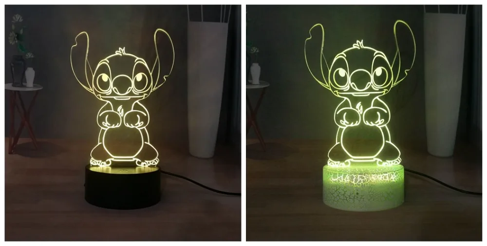 Милые Прошитые светодиодный Ночной светильник мультфильм Акриловые RGB многоцветный USB 3D Иллюзия ночной сон лампа лучший подарок на год