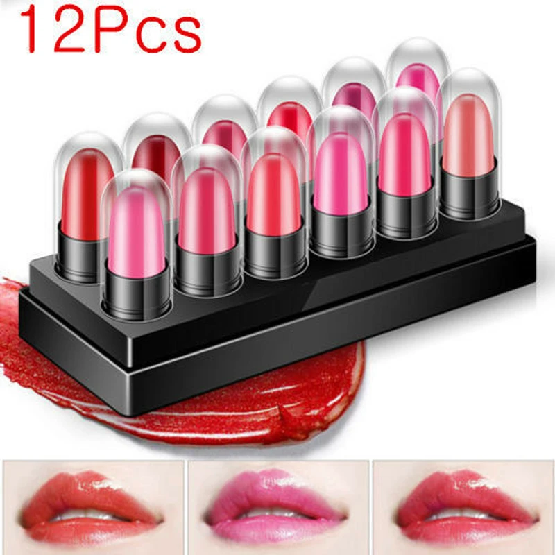 

12x Mini Lipsticks Sample Long Lasting Moisturizing Lip Gloss Makeup Beauty