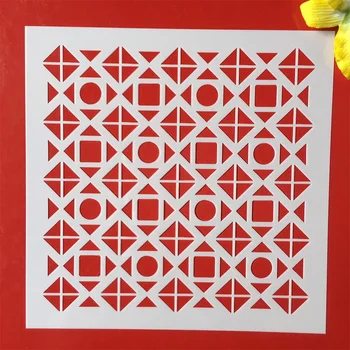 

New 8*8inch Square Round Grid Geometry DIY Layering Stencils Painting Scrapbook Coloring Embossing Album Decorative Template