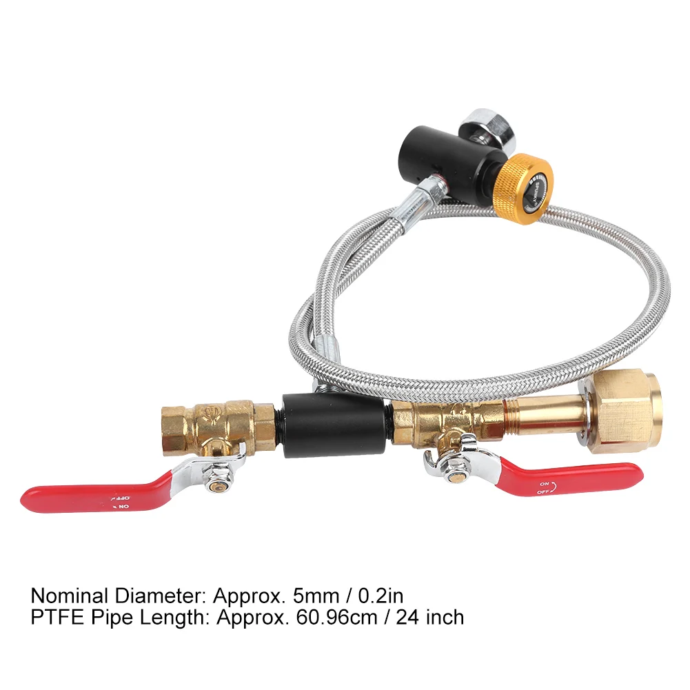 G1/2-Inch 3000psi CO2 Tank Bottle Fill Station Connector Kith 3 L/S with 24-Inch PTFE Hose for Cylinder | Инструменты