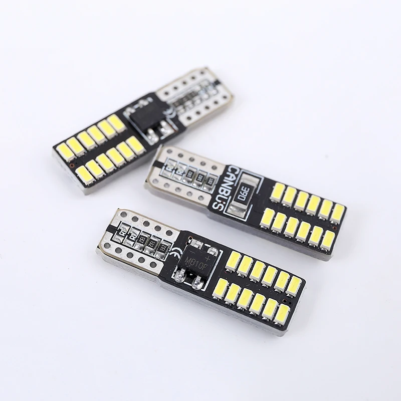 10 шт. T10 светодиодный светильник CANBUS 3014 24 SMD для салона автомобиля W5W/194 168 габаритный светильник Авто лампочка источника резервная лампа белого цвета