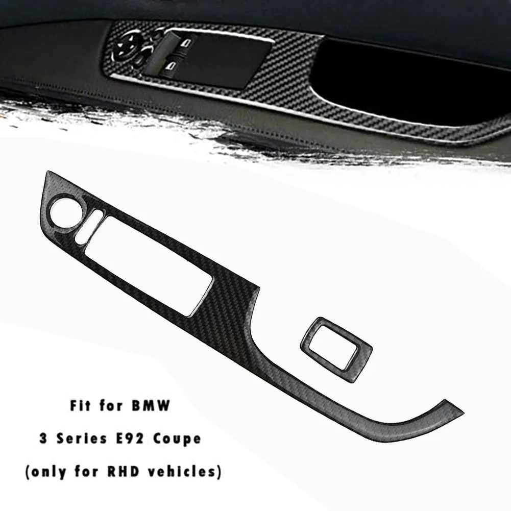 

2pcs Black Switch Cover Trim Carbon Fiber Door Switch Cover Trim For BMW 3 Series E92 Coupe RHD Easy To Use Car Accessories