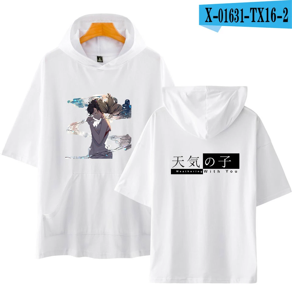 Сын погоды короткий рукав fucus напечатаны мужские HoodedTshirt Повседневная О-образным вырезом свободная harajuku летняя футболка для мужчин топы тройники - Цвет: TQZZ X01631 TX16
