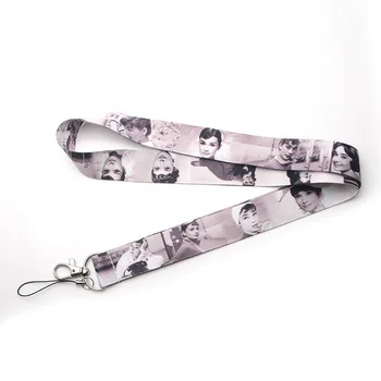 

20pcs/lot Audrey Hepburn Lanyard Car Key Hang Rope ID Card Badge Holders Mobile Phone Customizable Neck Straps AT0702