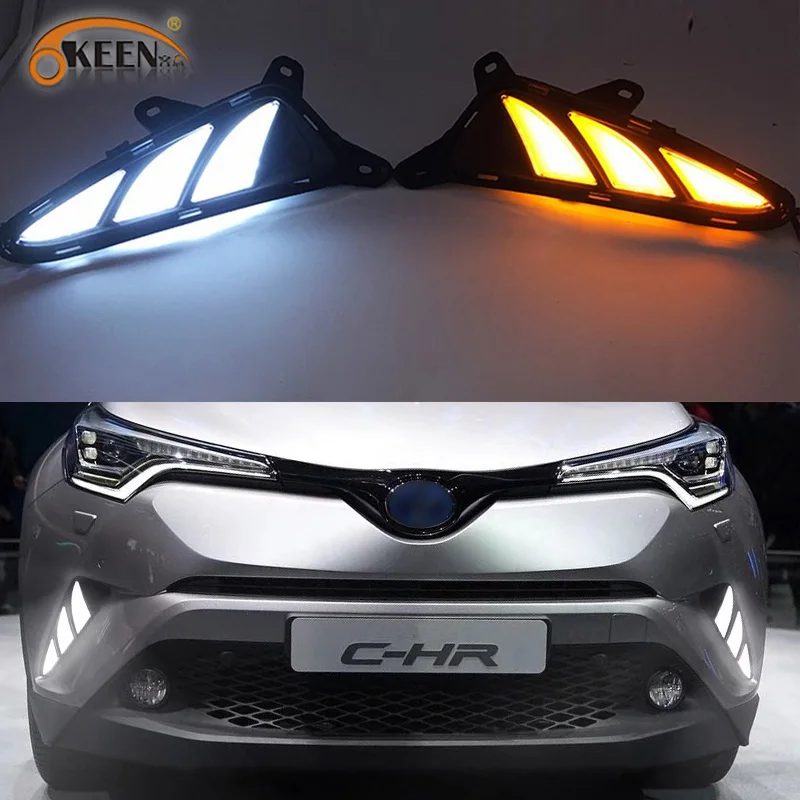 

2Pcs For Toyota CHR C-HR 2016 2017 2018 2019 LED Bumper Reflector DRL Daytime Running Rear Turning Signal Light Fog Lamp