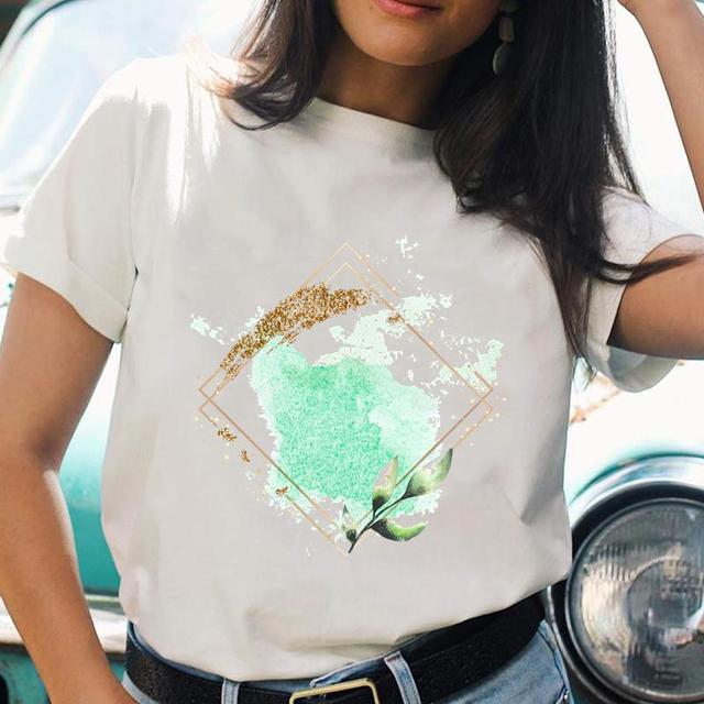 Cartoon Casual Printing T-shirts Regular Ladies T Top Shirt Print Female Graphic Fashion Tee O-neck Short Sleeve T-Shirt