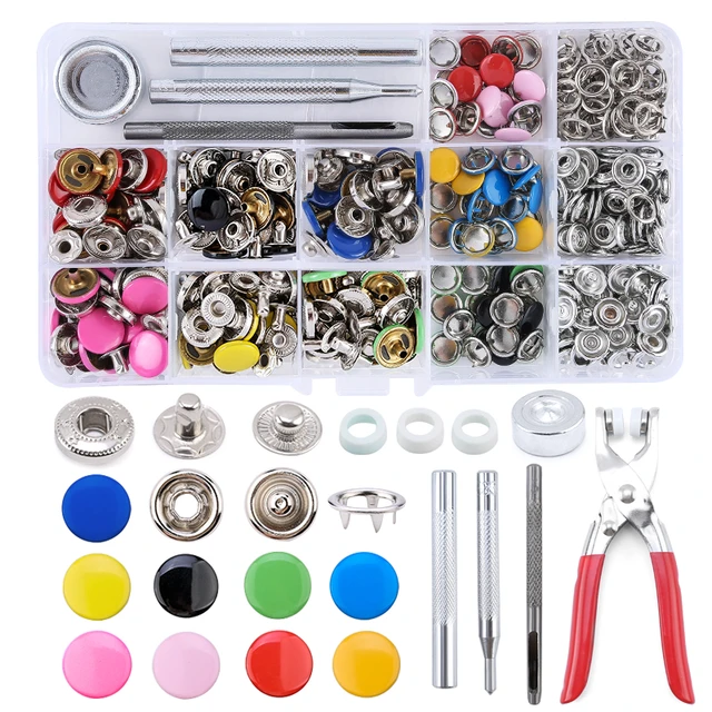 New 120/180 Sets Snap Fasteners Kit Tool, Metal Snap Buttons Rings