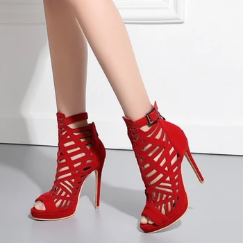 

SJJH Women Ankle Sandal Boots with Snythetic Suede Leather and Large Size Avialable D137