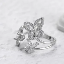 

New Fashion Butterfly Ring Inlay Dazzling Zircon Cute Charm Insect Jewelry Women Wedding Party High Grade Trend S925 Accessories