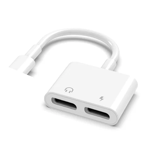 Headphone Audio Adapter For IPhone IPad Apple Product 2 In 1 Lighting To 3.5mm Headset Charging And Listening Adapter