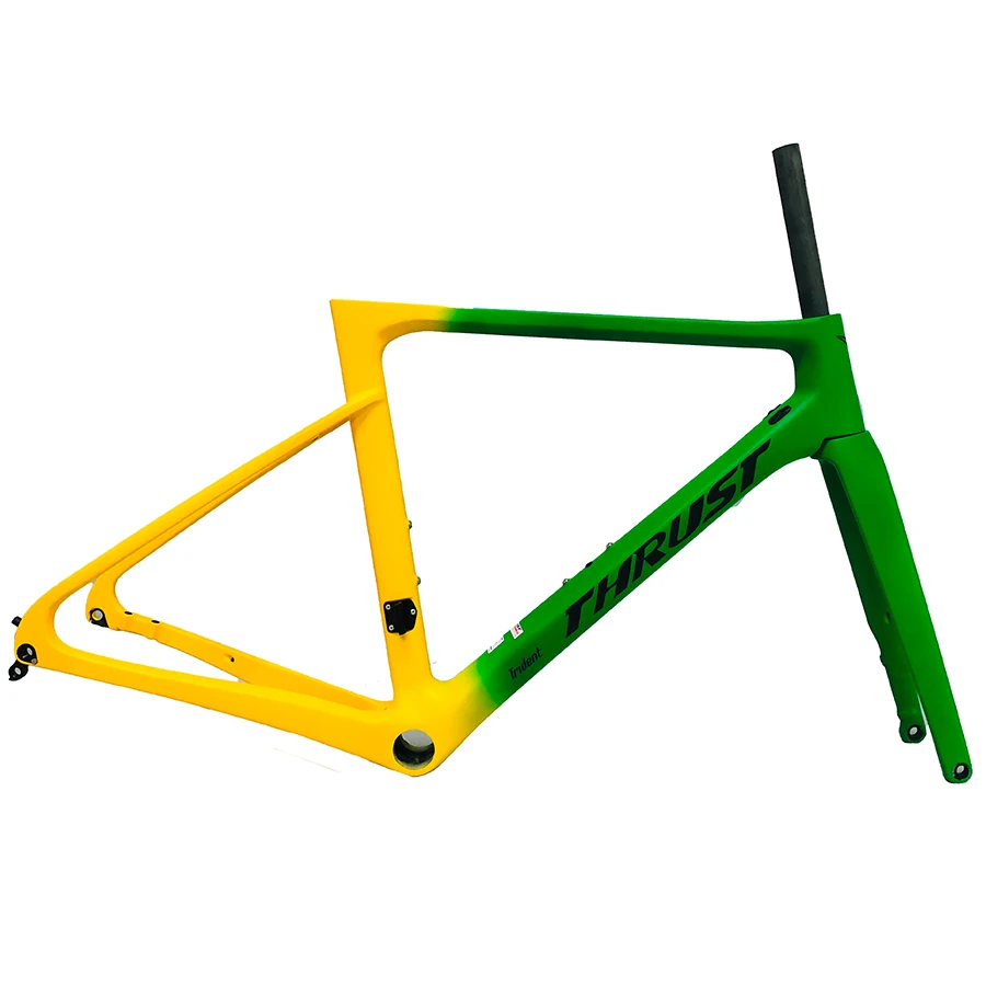 Тяга Супер новая красно-синяя градиентная карбоновая рама для велосипеда полная карбоновая рама для шоссейного велосипеда дисковый тормоз рама для шоссейного велосипеда 2 года гарантии - Color: green yellow