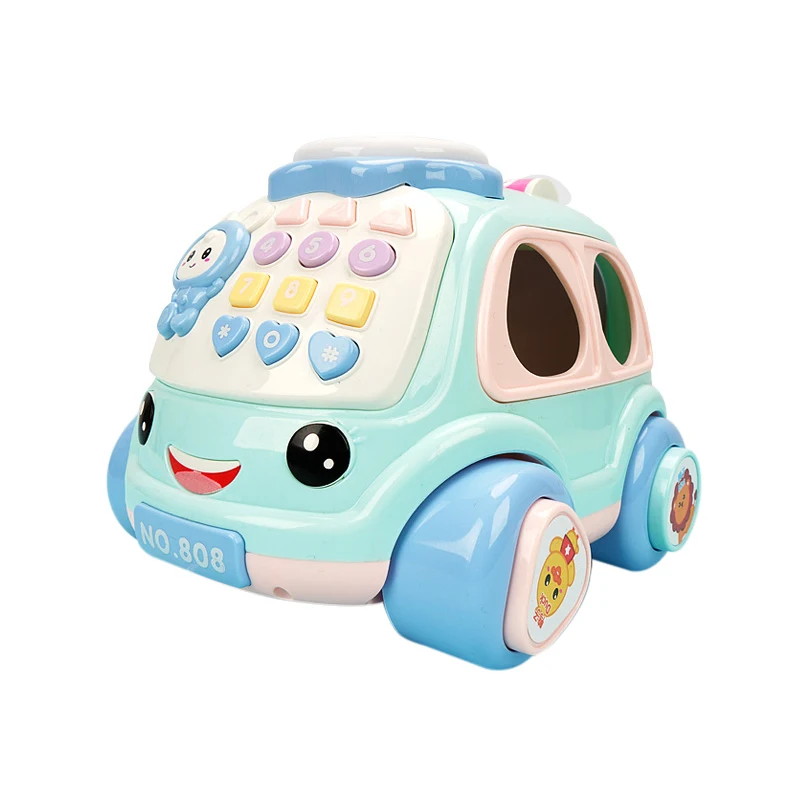 

Baby Toy Pull Rope Cartoon Car With Rattle Puzzle Music Magic Baby Educational Toys Gift