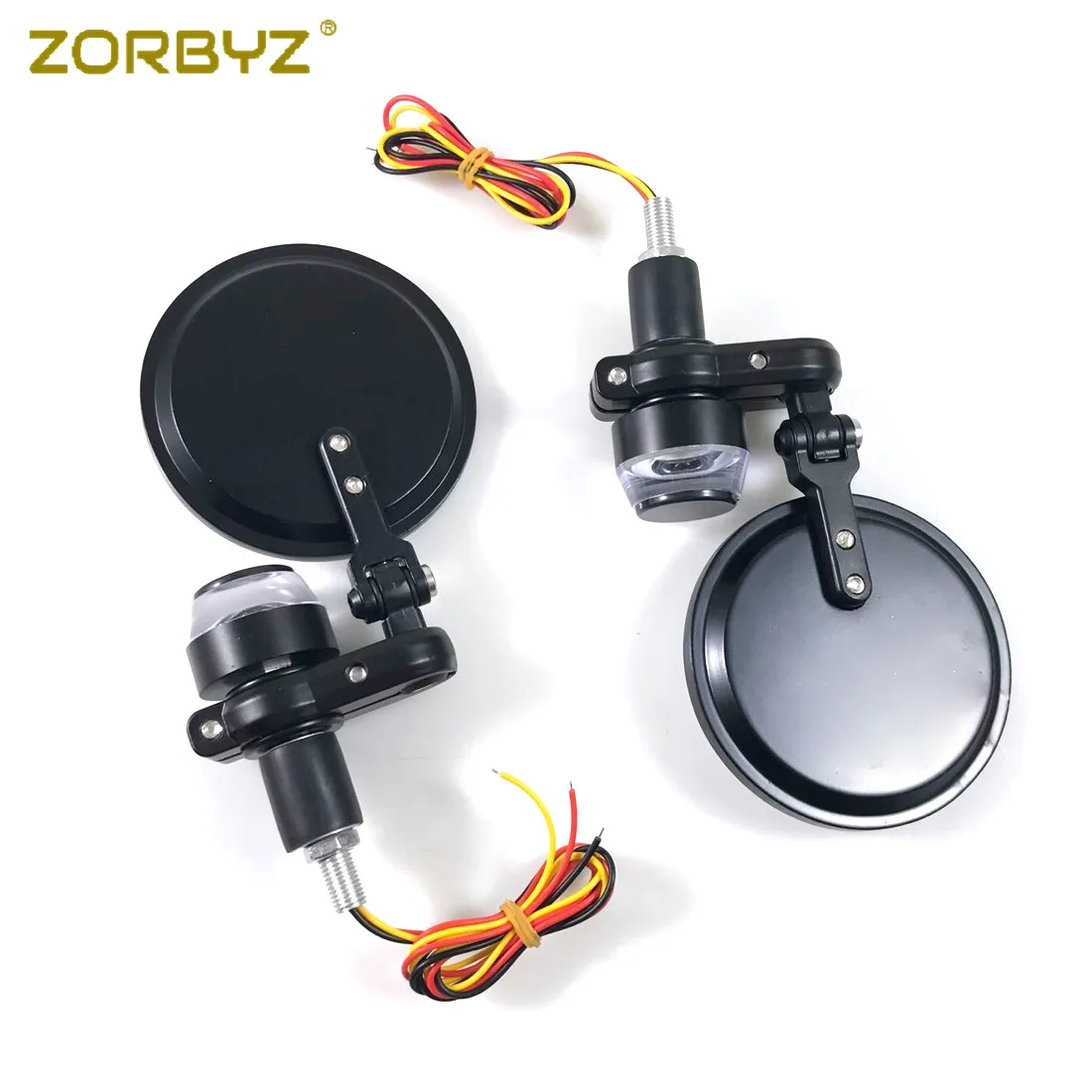 ZORBYZ 22 мм мотоциклетные складные алюминиевые круглые ручки БАР КОНЕЦ ЗАДНЕГО вида боковое зеркало с светодиодный указатель поворота стробоскоп Боковой габаритный фонарь