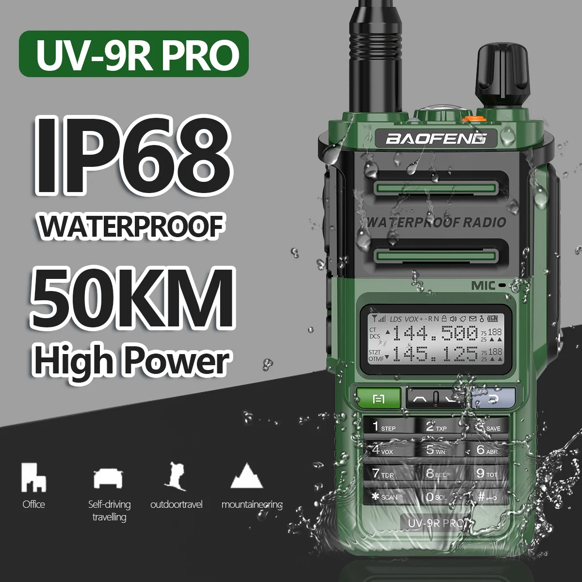 Baofeng UV-9R PRO IP68 Водонепроницаемая рация Двухдиапазонная Vhf Uhf мощная