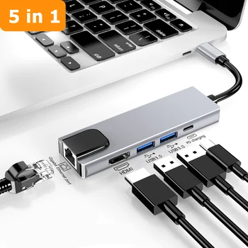 

4K HDMI 1000Mbps RJ45 Adapter Dock USB C Hub USB Type C to Multi USB 3.0 USB Type C Dock Station HDMI for Laptop