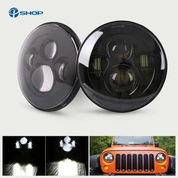 

For Lada 4x4 urban Niva 7" black LED H4 headlight lamps headlamp for Jeep Wrangler JK TJ LJ Land Rover Defender