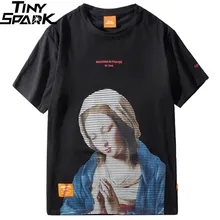 Мадонна Футболка мужская хип-хоп забавная футболка уличная летняя футболка Девы Марии винтажный принт хлопок топы Тройники короткий рукав