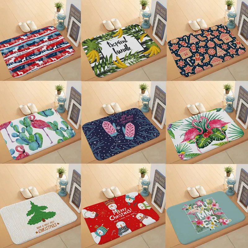 

New Flamingo Anti Slip Rug Carpet Bedroom Door Mat Reusable Washable Tape Bath Grip Pad Xmas Gifts Living room kitchen Mats