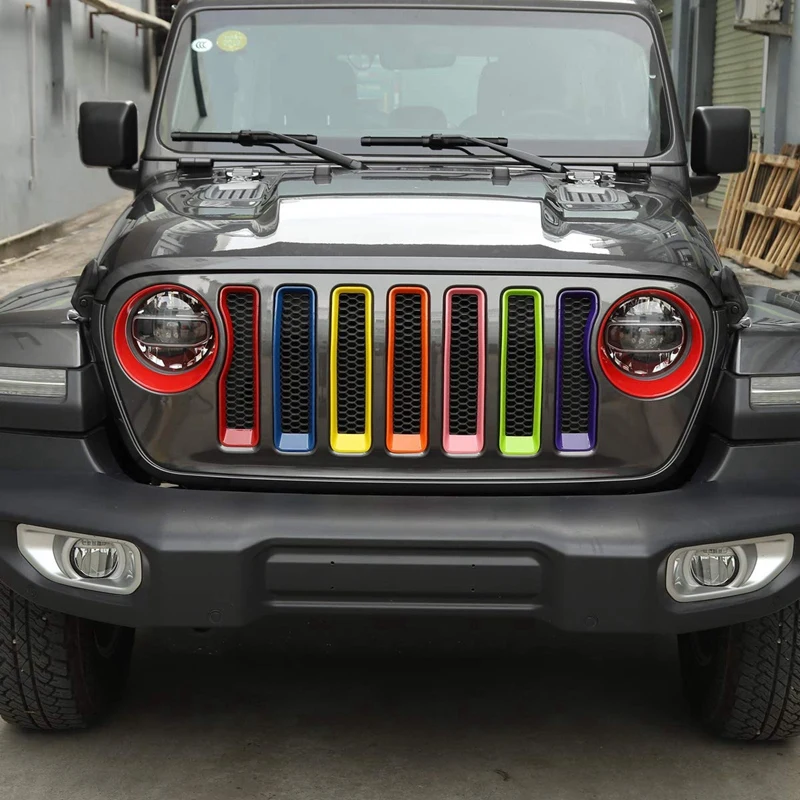 Передняя решетка вставки и крышка фары комплект для- Jeep Wrangler JL& Unlimited Спорт/Спорт автомобильные аксессуары