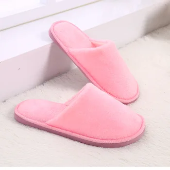 

QSR New plush indoor home autumn and winter wooden floor non-slip warm mute EVA pregnant women cotton slippers