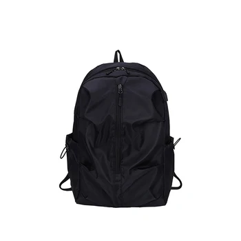 

Nylon Lightweight Large Capacity School Backpack Women Casual Double Zipper Waterproof Shoulder Bags Classic Solid Daypack Blue