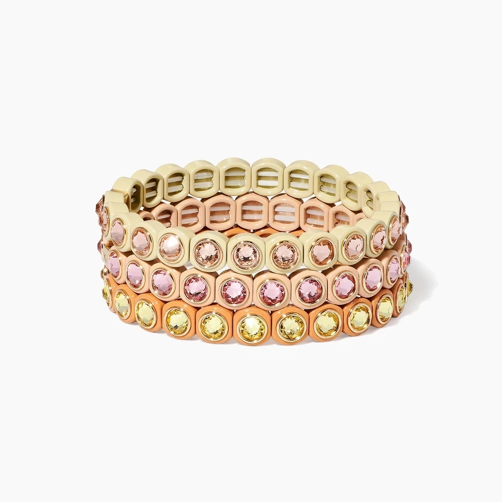 KELITCH Friendship Beaded Enamel Bracelets Handmade Charm Crystal Beads Strand Stretch Bracelets Cuff for Women Fashion Jewelry