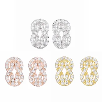 

YinDX 925 Sterling Silver Stud Earrings Creative Infinite Knot Shiny Winding Suitable For Original European Charming Women
