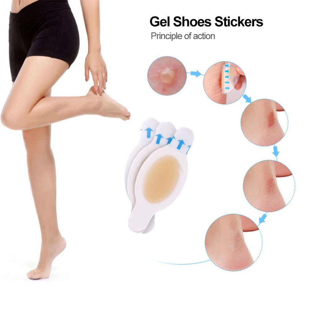 풋 케어 페디큐어 힐 블리스터 붕대, 접착식 하이드로콜로이드 젤 힐 블리스터 석고 쿠션 마찰 방지 젤 가드 패드