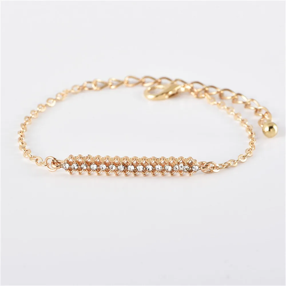 Vintage Gold-plate Crystal Geometric Hollow Bracelets Bangles For Women Boho Adjustable Multiple Layers Bracelet Set Jewelry