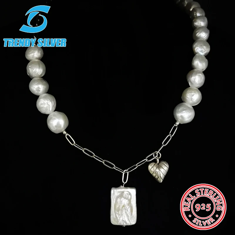 

Pearl Sterling Silver Patchwork Necklace
