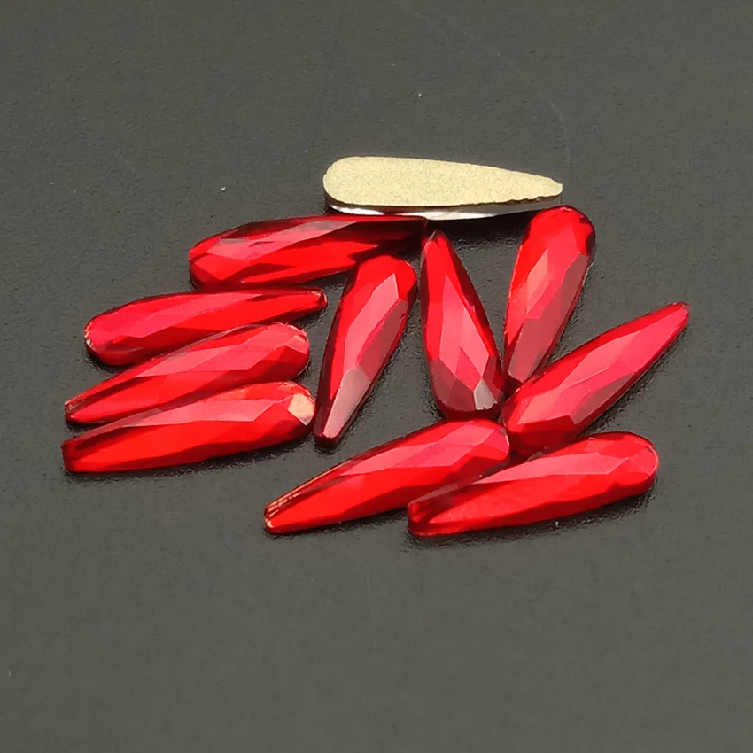 20 шт Кристальные AB 3D Стразы для дизайна ногтей, драгоценные камни с плоской задней стороной, сделай сам, украшения для маникюра, алмазные украшения, различные формы для ногтей - Цвет: 3X10 Red