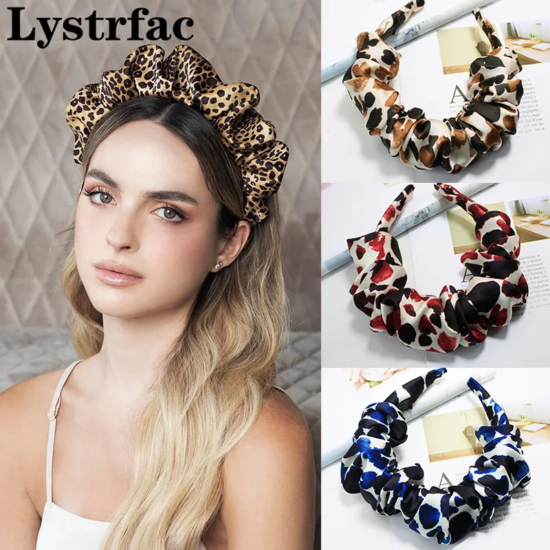 Lystrfac New Fashion Print Leopard Scrunchy Headband for Women