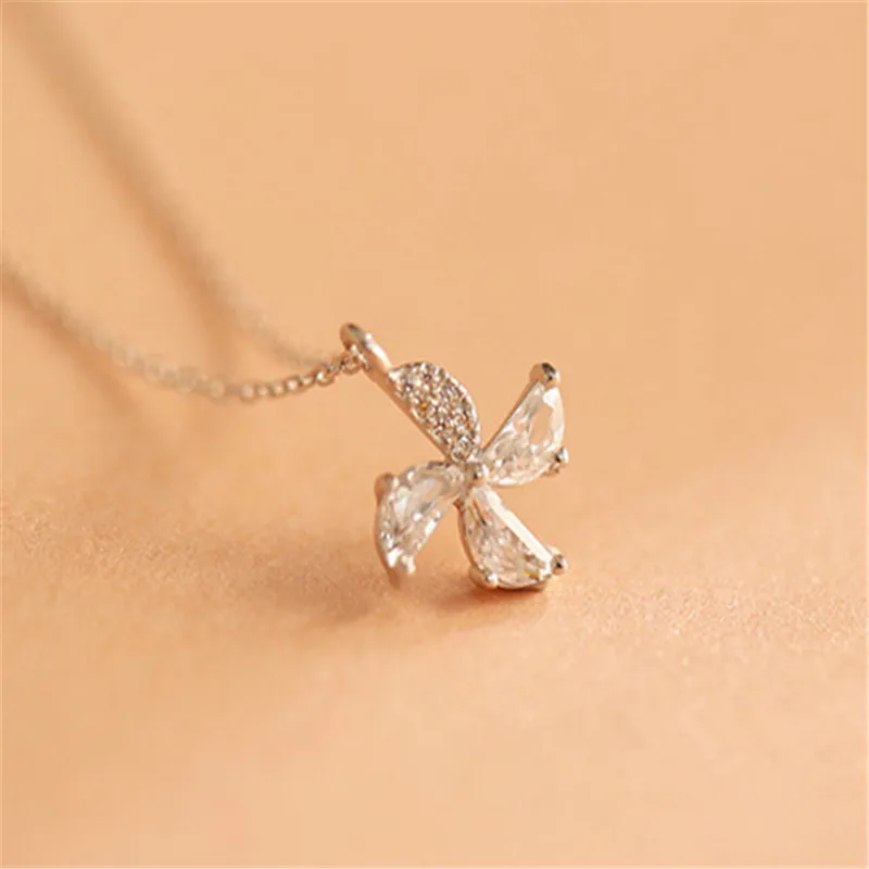

925 sterling silver Necklace pendant Lovely the pure and fresh and windmills Set auger Student girlfriends a gift Women fashion