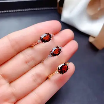 

Natural And Real Garnet Ring Wedding Engagement Rings for Women 925 sterling silver Ring