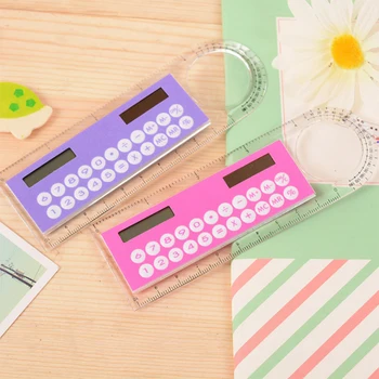 

Solar Mini Calculator Magnifier Multifunction 10cm Ultra-thin Ruler Calculadora School Office Digital Calculator Student Tool