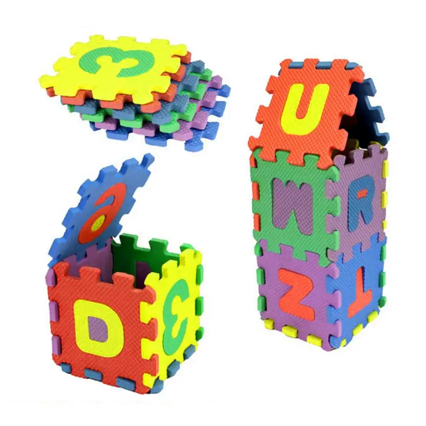 New 36 Pcs/Lot 3D Block Mini EVA Foam Alphabet Letters Numbers Floor Soft Baby Mat Kids Educational Toys Random Style 6*6 17662 soft clemmy сенсорная ферма soft block