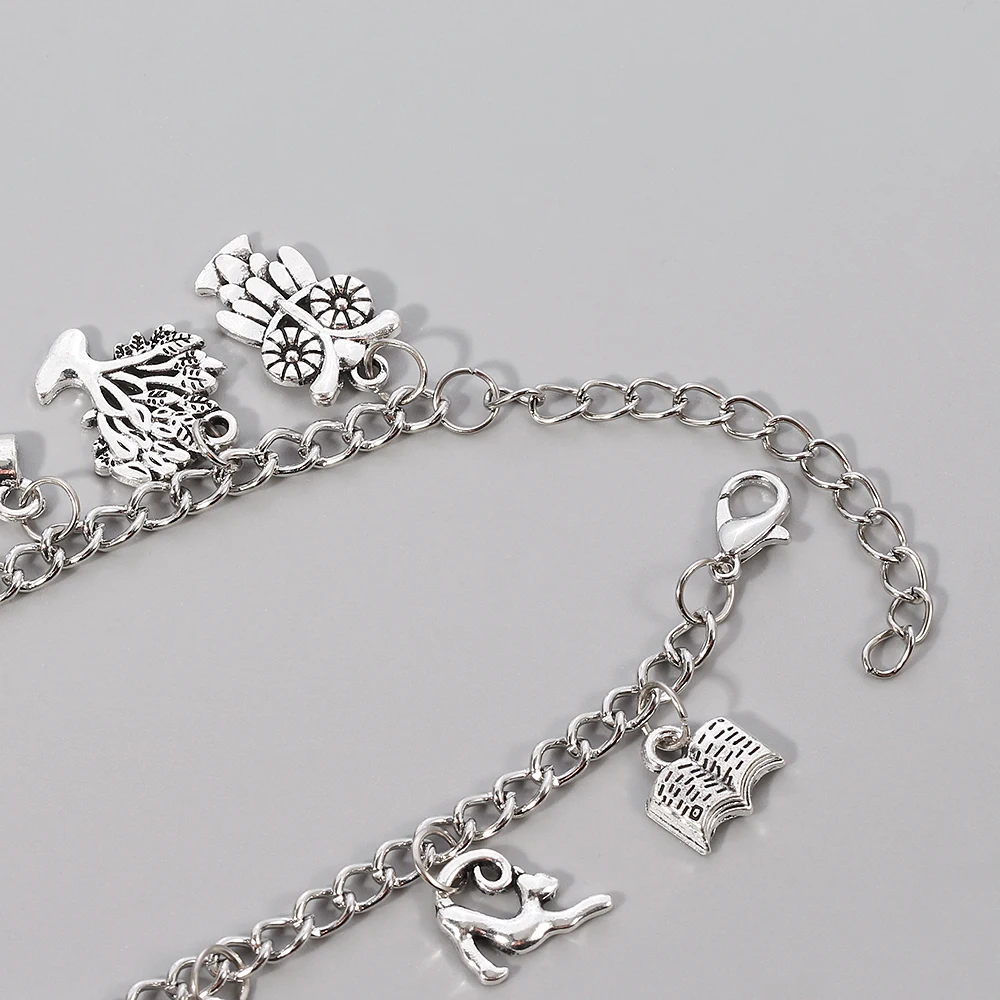 Charm Bracelet Plated Silver color sun moon staranimals wild natural Witch Wicca Acorn Greenman Various Jewelry gift