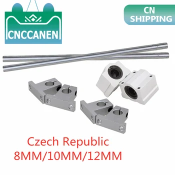 

3D printer parts Optical axis kit 2x8/10/12mm Chrome Plated Shaft + bearing 4xSC8/10/12UU + 4xSK8/10/12 Aluminum End Supporters