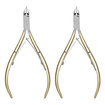 

2 pcs Cuticle Nippers Professional Sharp Stainless Steel Cuticle Trimmer Manicure Pedicure Tools for Salon Home