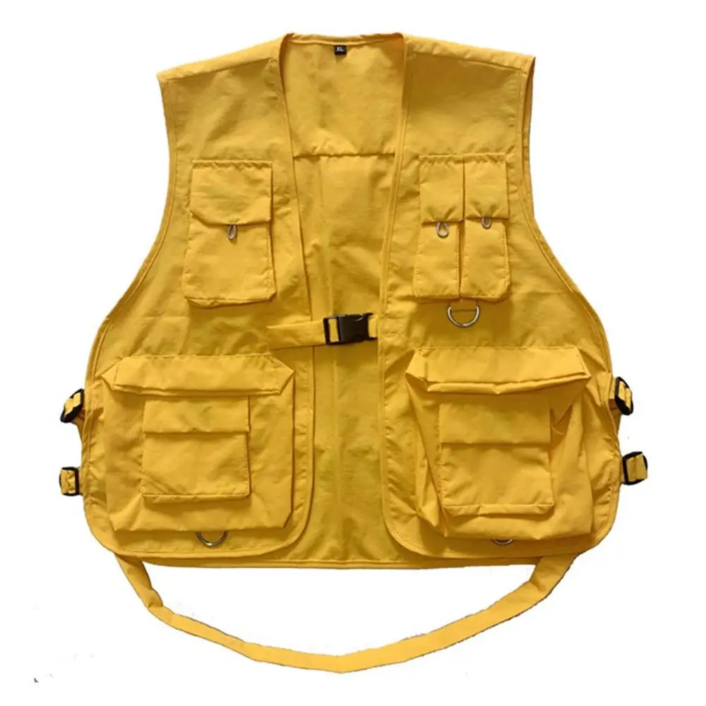 Военный Тактический вторичный жилет для мужчин и женщин с несколькими карманами, жилет в стиле хип-хоп, жилет с инструментами, уличная одежда - Цвет: yellow L