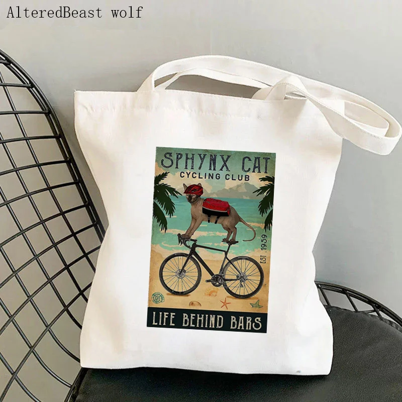 Women Shopper bag Copy of Cats And Wine Make Everything Fine Bag Harajuku Shopping Canvas girl handbag Tote Shoulder Lady Bag