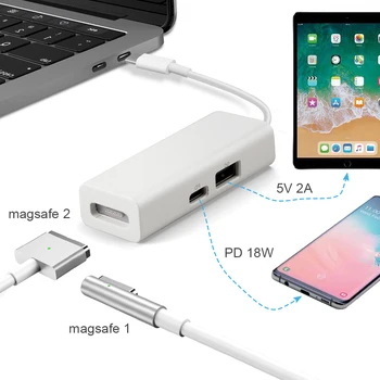 

3 in 1 USB-C Type-C to MagSafe 1/2 Converter Adapter for Notebooks Laptops Smartphones MagSafe Adapter
