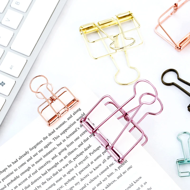 Colorful Metal Binder Clips Paper Clip 4*3.5cm 10pcs Book Stationery School Office Learning Supplies