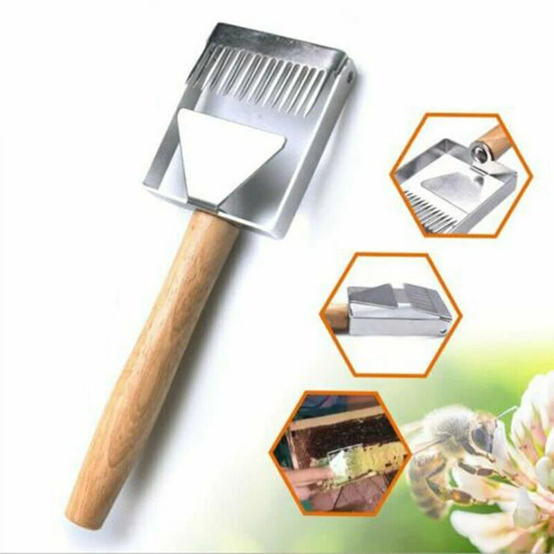 

Wooden Handle Needle Honey Knife Sparse Shovel Cutter Stainless steel Bee Shovel Comb Uncapping Fork Beekeeping Tools